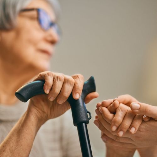 woman with cane