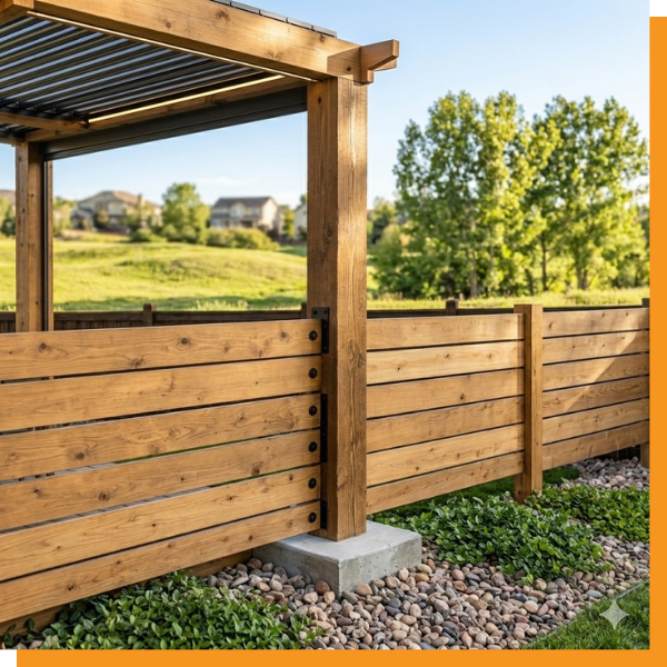 wood fence in backyard