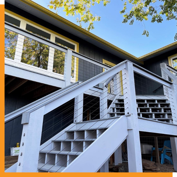 stairway up to custom deck