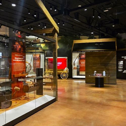 Illuminated museum exhibition display cases