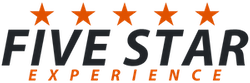 Five orange stars above the text "Five Star Experience"