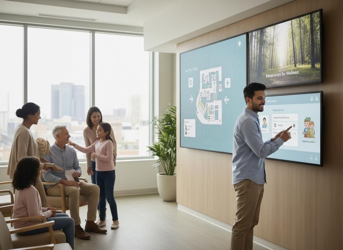 Patients and Staff Interact with Digital Displays in a Modern Clinic Waiting Room