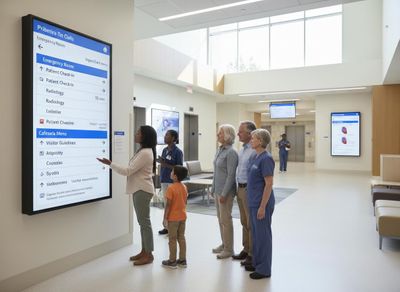 Patients and staff using a digital hospital directory