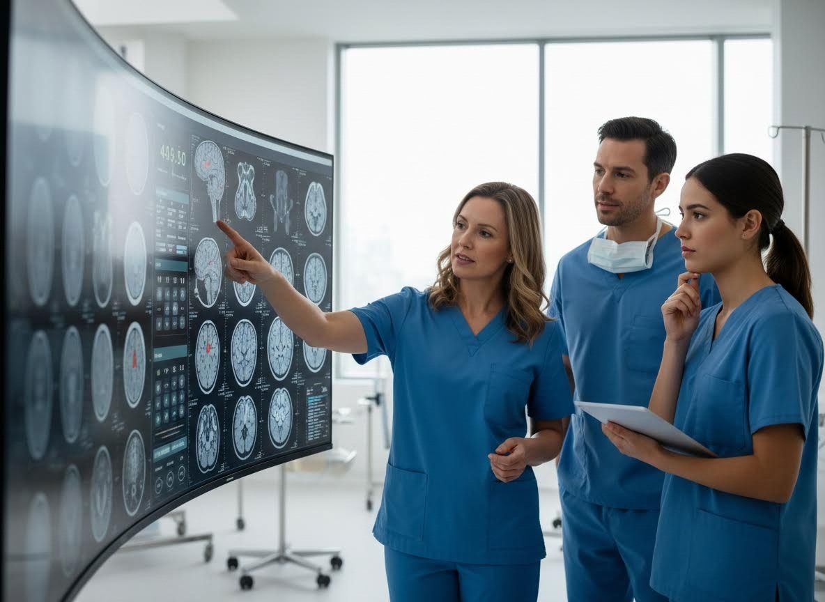 Medical Team Reviewing Brain Scans