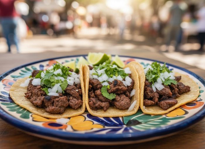 three authentic street tacos