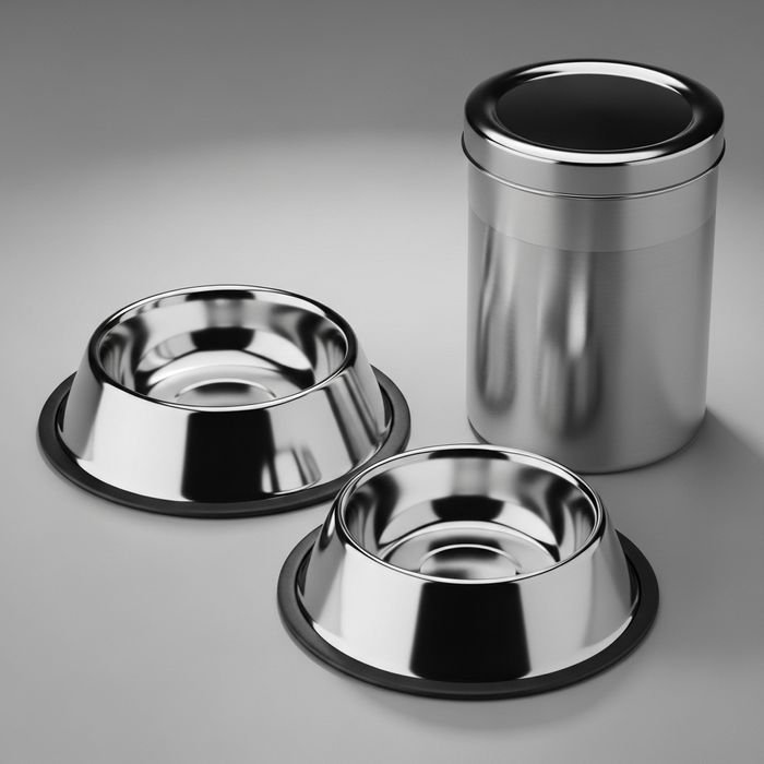 Stainless steel pet bowls and food storage container