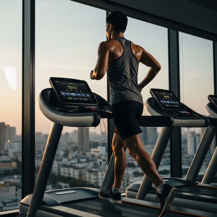 person running on a treadmill