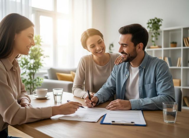 couple signing lease papers