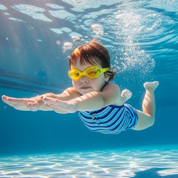 child swimming