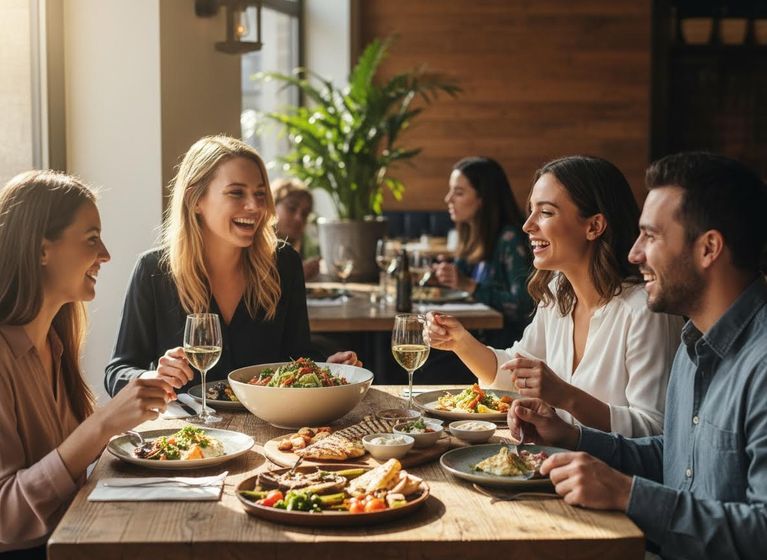 people eating at a restaurant