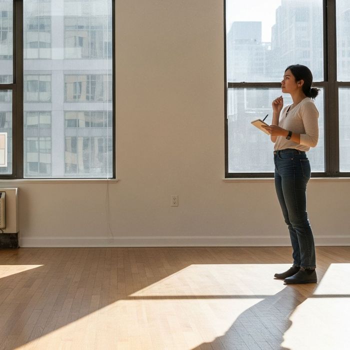woman touring an apartment