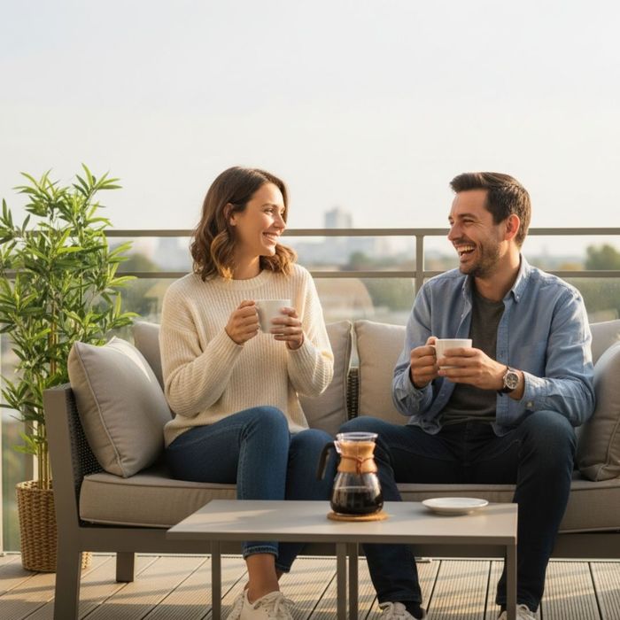 couple sitting on their balcony relaxing