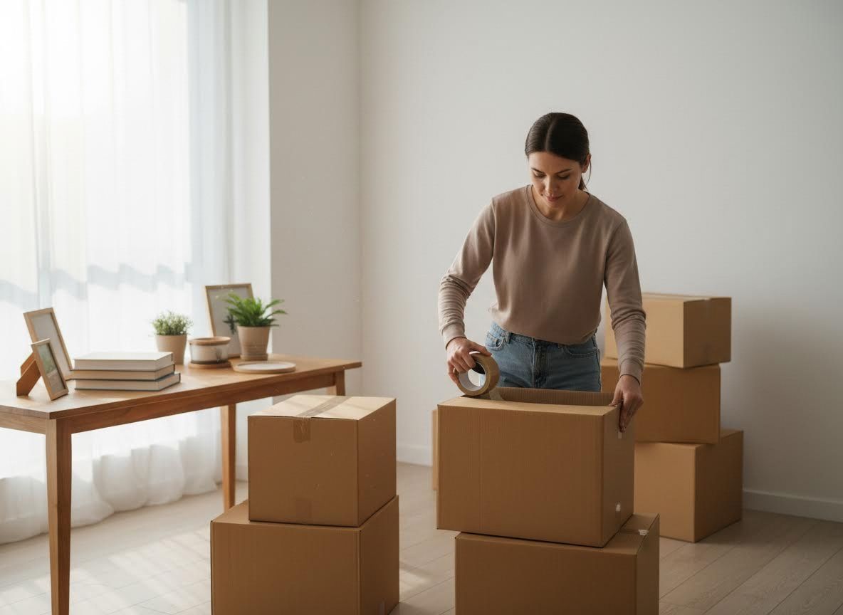 person packing boxes