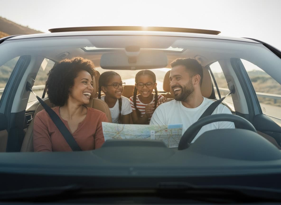 family in a car