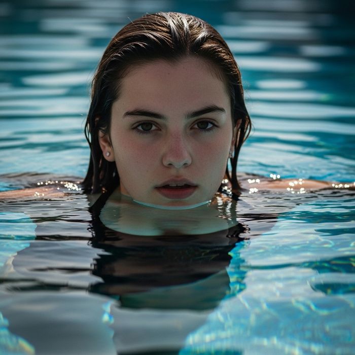 a woman in a swimming pool