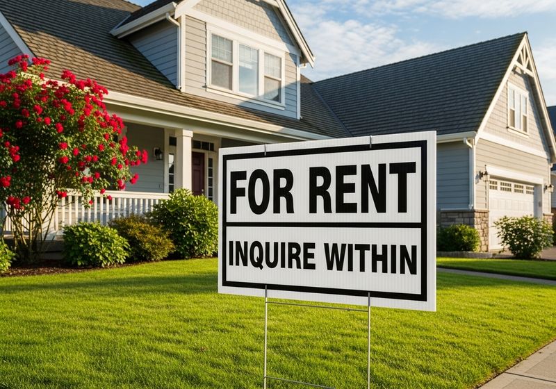 for rent sign in front of a home