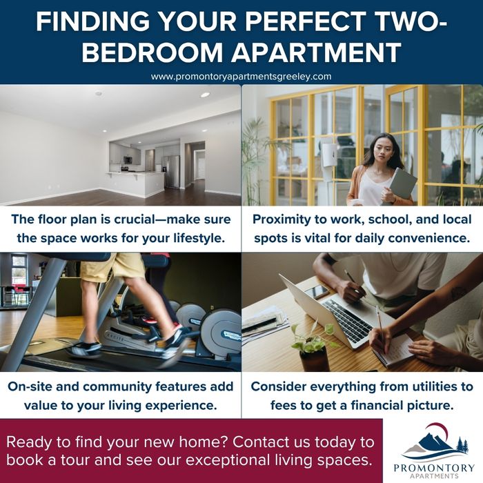 infographic that lists apartment tips for finding the perfect two-bedroom home