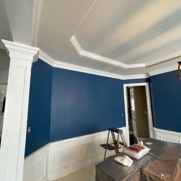 Dining room painted blue by Apex Coating Company