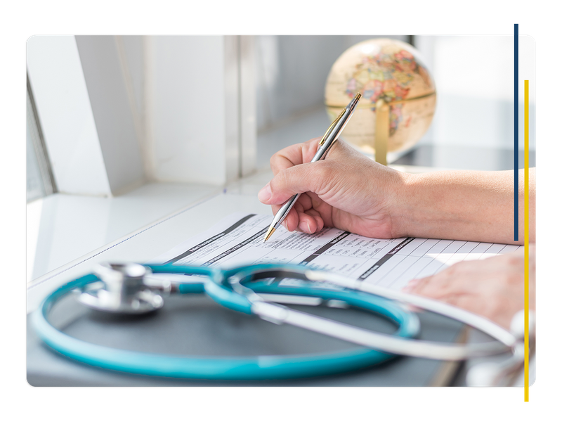 photo of person filling out medical forms