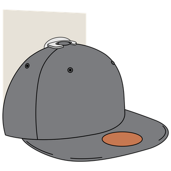 A baseball cap displayed front-facing on The Original Squatchee™ after the adhesive has fully bonded. Display Baseball Cap on Squatchee™