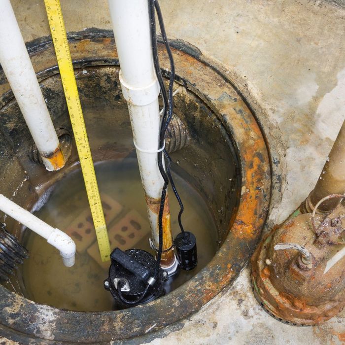 An open and dirty sump pump tank