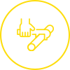 a person using a tool to fix a pipe icon