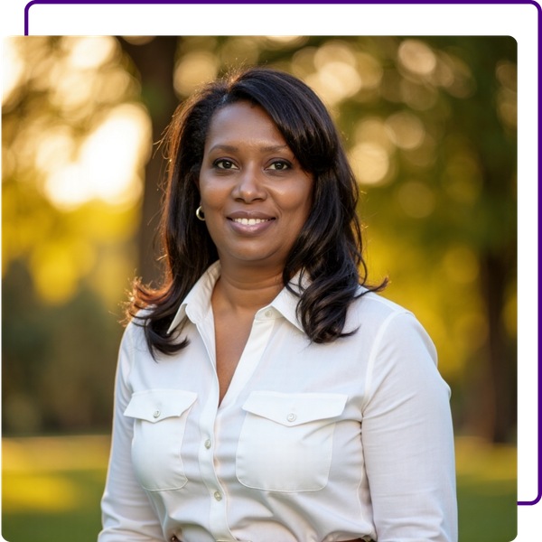Headshot of CEO Samanitha outdoors