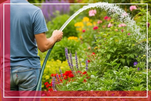 Man watering his flowers