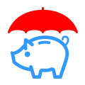 icon of a piggy bank under an umbrella
