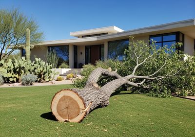 tree laying on the ground in front of nice home tree laying on the ground in front of nice home