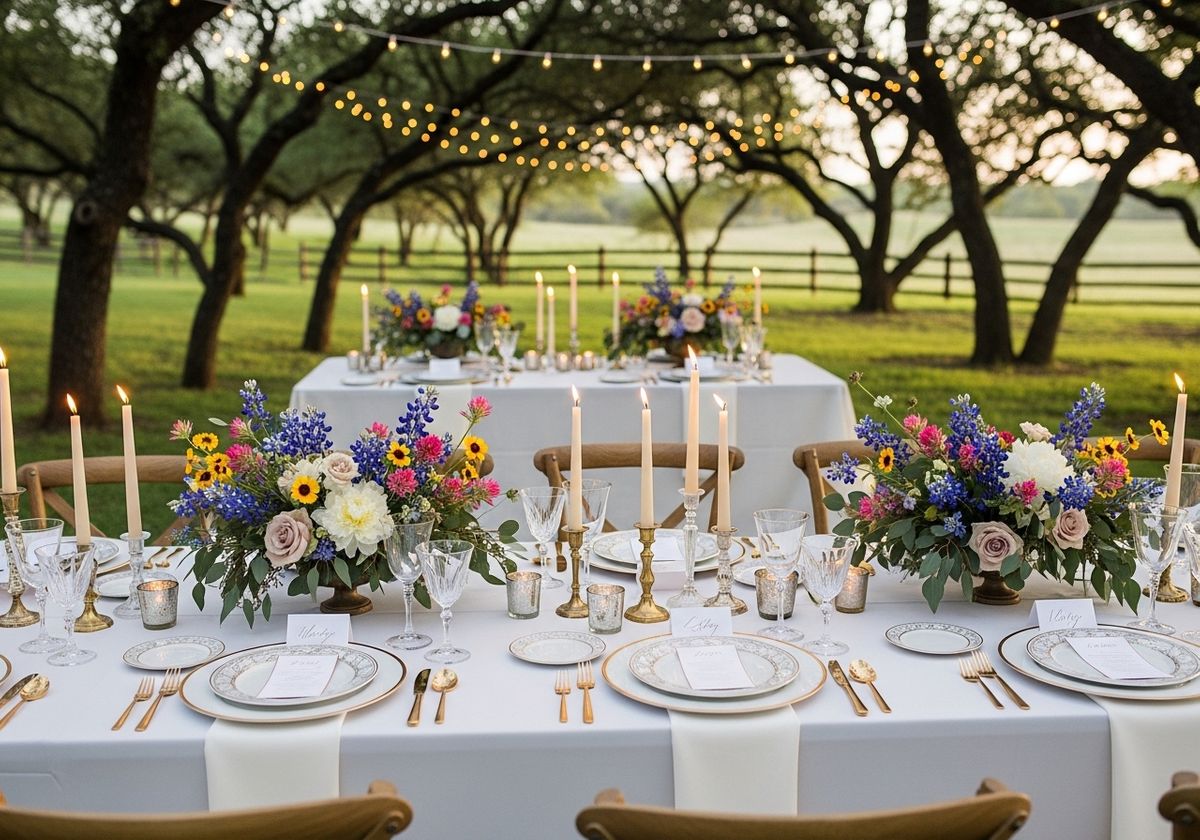 Elegant Outdoor Wedding Reception Table Setting