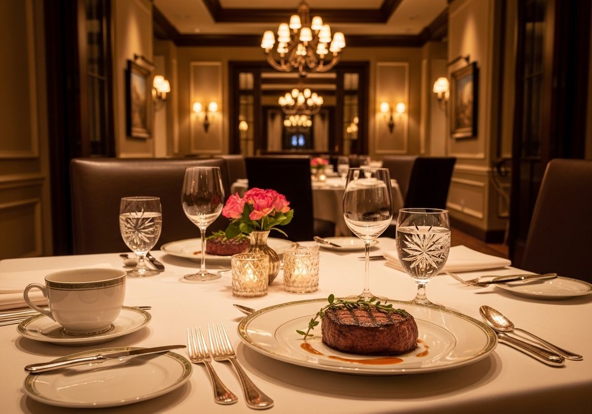 Exquisite Steak Dinner in Elegant Restaurant Setting