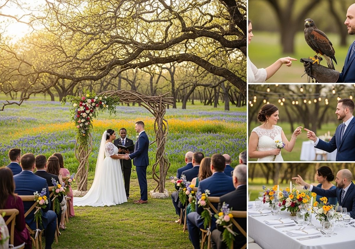 Romantic Wedding Ceremony and Reception with Hawk