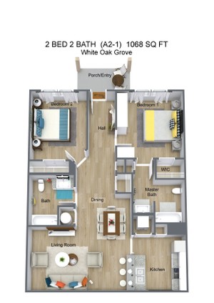 2 BED 2 BATH  (A2-1)  1068 SQ FT - White Oak Grove - 3D Floor Plan (1).jpg