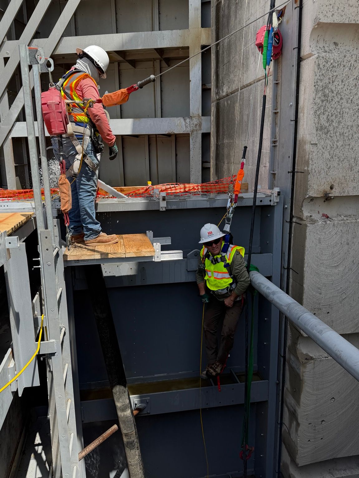 Real-world demonstration of personal fall-arrest and positioning systems during elevated work. Controlled Descent & Work Positioning