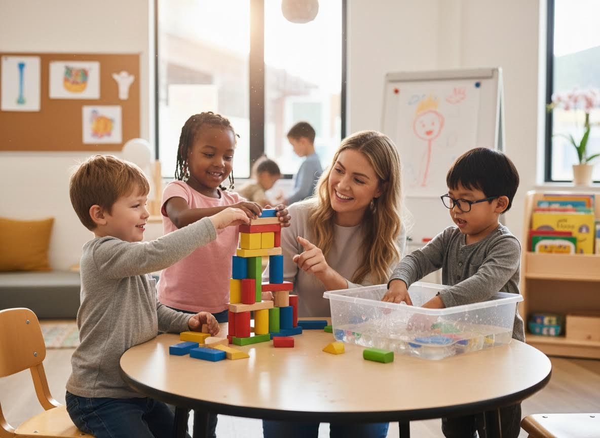 Children and Teacher Engaged in Classroom Play