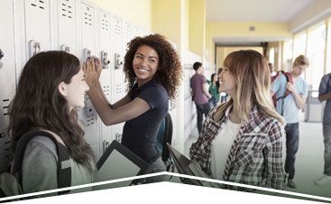 students at a row of lockers
