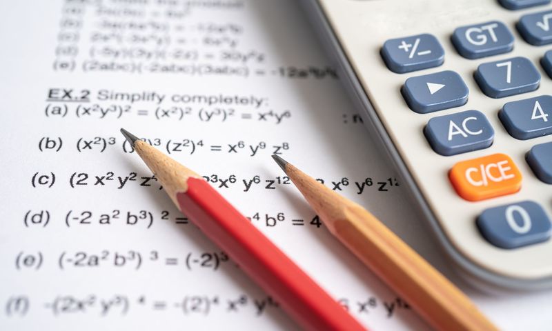 Math test problem up close.