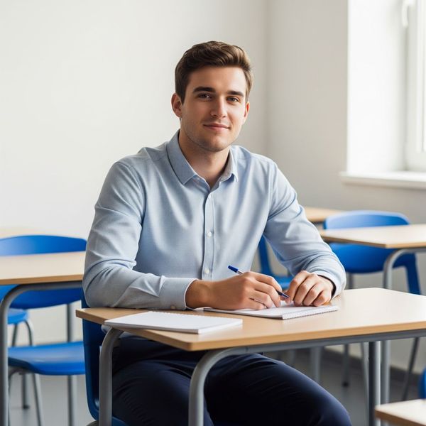 A student looking confident and calm before an exam.