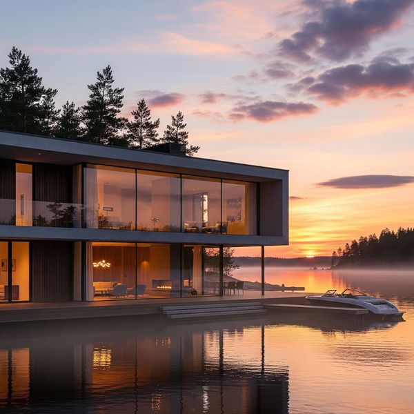 Modern home with a lake front