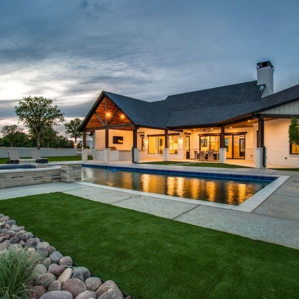 Custom home with pool in the backyard