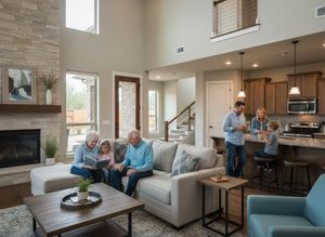 Multi-generational family enjoying an open-concept home