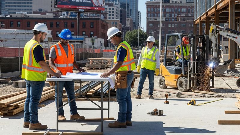 Constuction workers at the job site