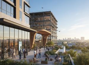 Modern Urban Mixed-Use Development with Rooftop Terrace