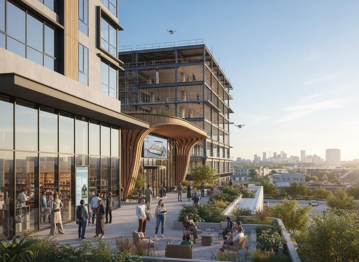 Modern Urban Mixed-Use Development with Rooftop Terrace