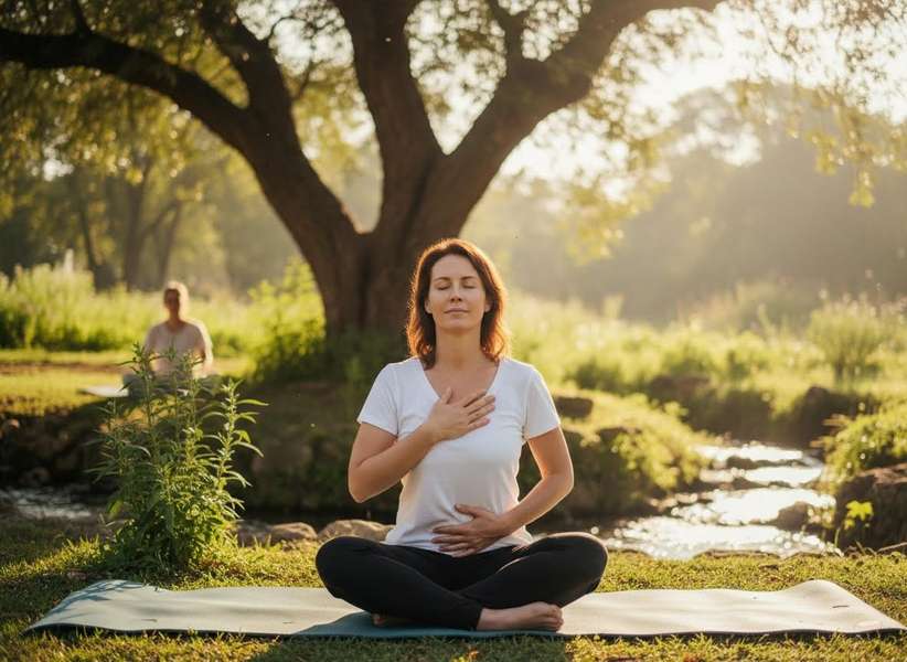 Woman Meditating in Nature