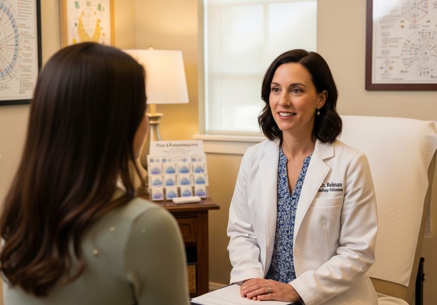 Dr. Reiman consulting with patient
