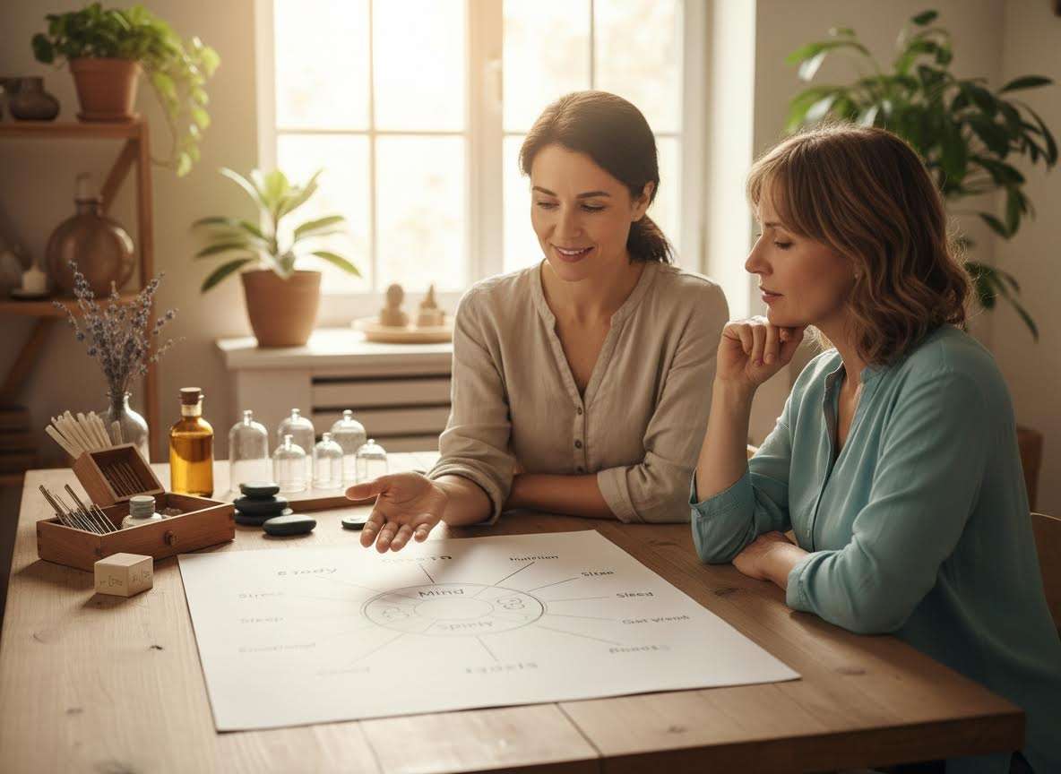Holistic Wellness Consultation with a Practitioner and Client