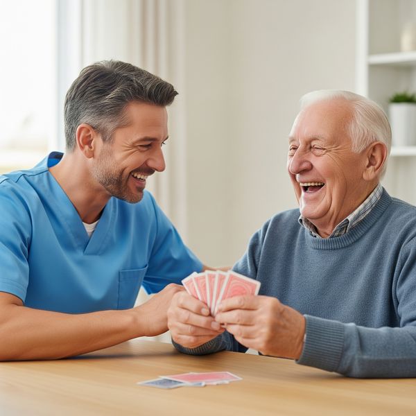 A caregiver and senior playing a card game. How In-Home Support Can Improve Daily Life1.jpeg