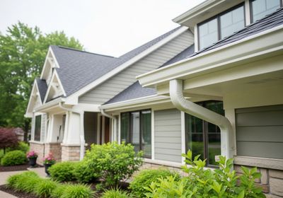 Seamless gutters on a modern home